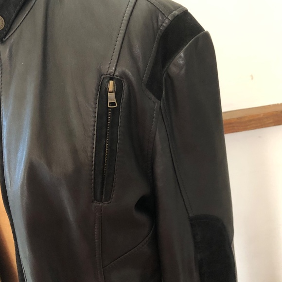 AX Armani Soft Leather Moto Cafe Jacket sz Small - Picture 8 of 13